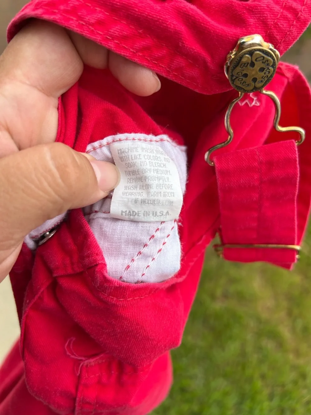 Vintage OshKosh B'gosh Bright Red Canvas  Kids Overalls